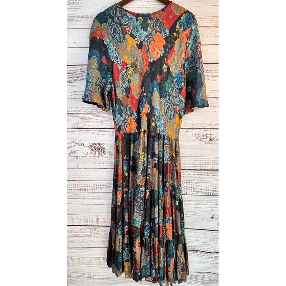 Soft Surroundings Floral Patchwork Maxi Dress 2X V-Neck Tiered Boho Peasant - Picture 7 of 13